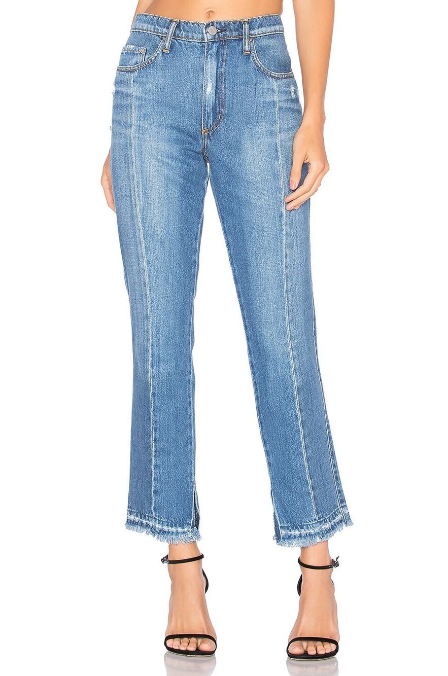Nobody Denim Issy Jeans Cropped Two Tone Frayed Hem Distressed sz 24